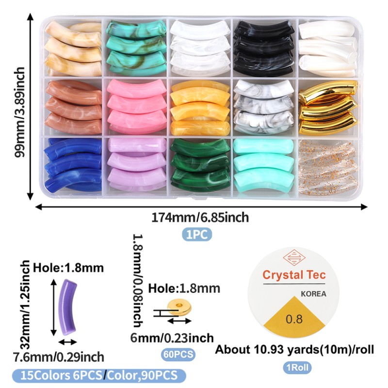 Bohemian Accessories Factory - Bohemian Style Creativity Handmade Gift DIY Jewelry Accessories 8mm Acrylic Pipe Bead