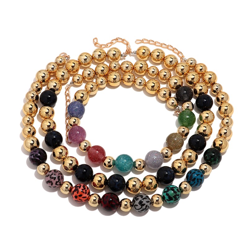 Beaded Necklace Supplier - Unique Fashion Jewelry 2025 Shiny Sequin Ball Electroplated Gold CCB Beaded