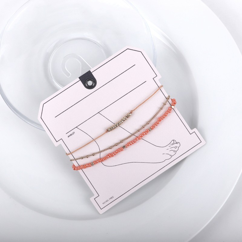 Three-layer Factory - Fashion Hit Bohemian Three-layer Style Multi-layer Resin Rice Beaded Anklet Jewelry Gift Thin Charm