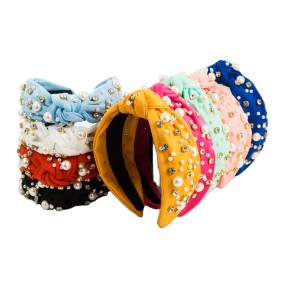 Headbands Factory - Wholesale Trend Inlay Pearl Rhinestone Headbands Personality Coloured Wide Headbands for Women
