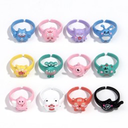 Monster Ring Supplier - Wholesale Price Alloy Spray Paint Little Monster Waterproof Open Ring for Children Women