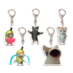 Cat Keychain Supplier - 2025 Funny Party Jewelry Bag Accessories Cartoon Cat Pendant Keyring Customized Emoticon