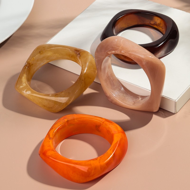Designer Bangle Manufacturer - Vintage Chunky Boho Fashion Designer Jewelry Resin Geometric Marble Acrylic