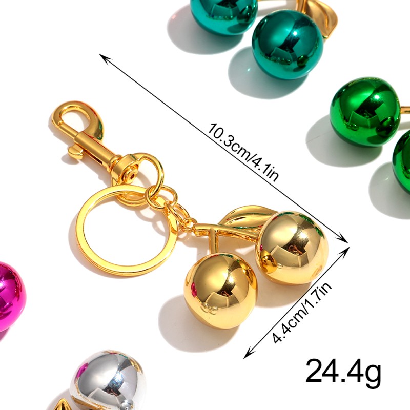 Small Cherry Supplier - Wholesale Small Cherry Pendant Bag Charm Popular Colorful Metallic Electroplated Cute Keychain