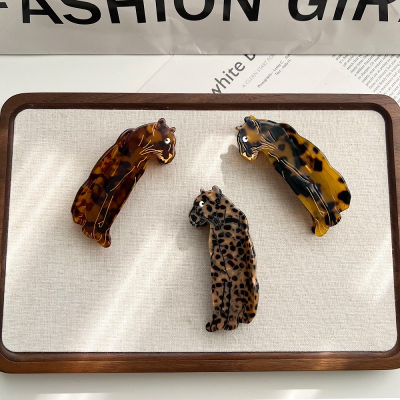Hair Claw Factory - European American Popular Customizable 10cm Tiger Leopard Hair Claw Cartoon Acetate Accessory