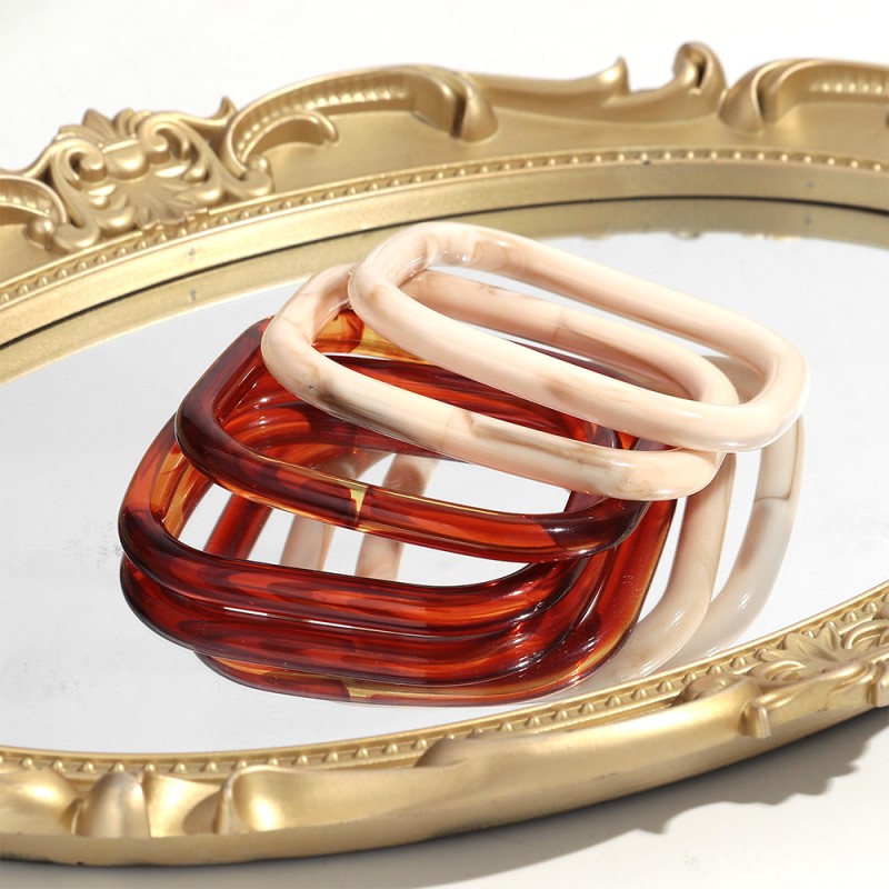 Fine Bangles Manufacturer - Wholesale Simple Geometric Fine Bangles Jewelry Autumn Winter Amber Beige Stackable