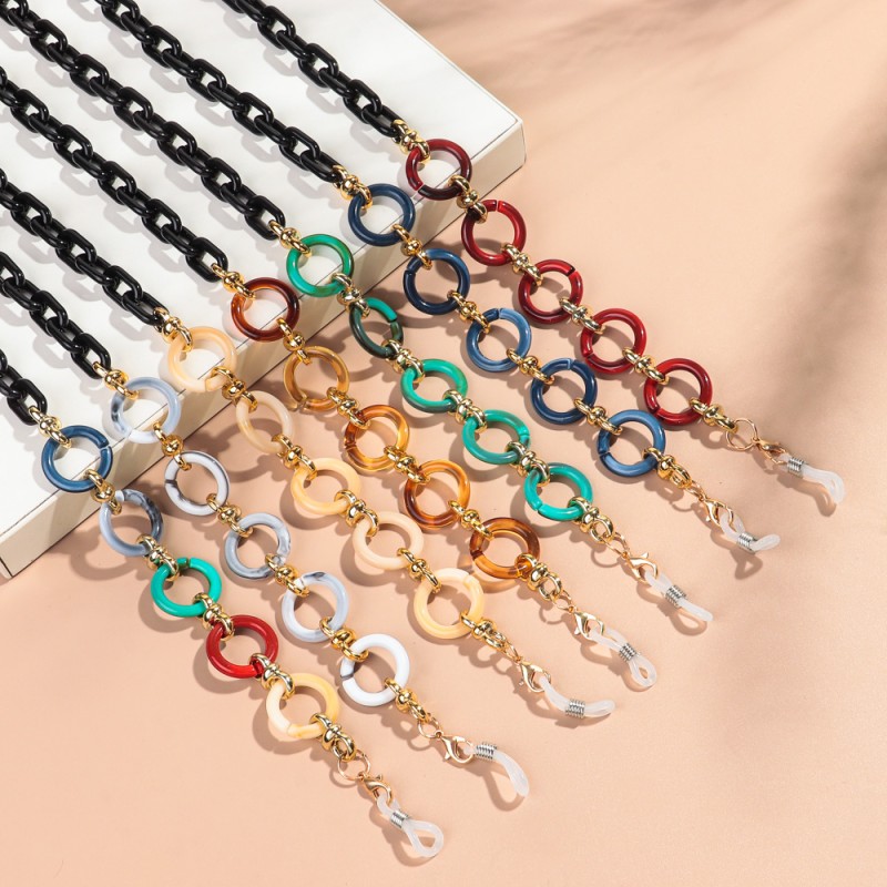 Resin Chain Factory - Wholesale Europe American New Resin Chain Thin Sunglasses Holder Personality Amber Marble