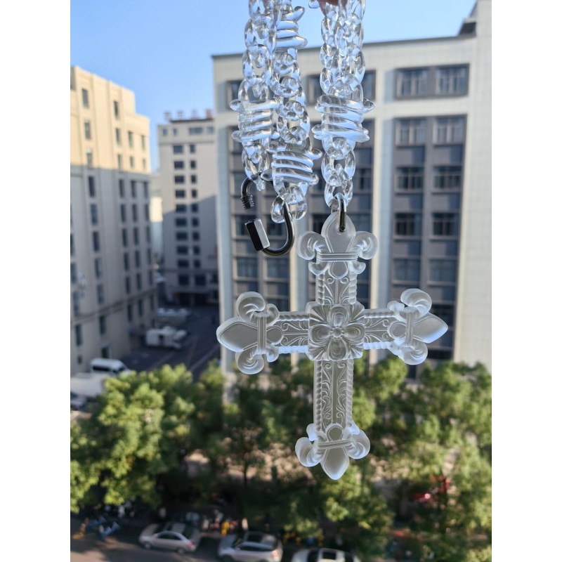 Hip Hop Necklace Factory - 2025 Hip Hop Men's Jewelry Cuban Necklace Custom 3D Resin Pendant Clear Cross