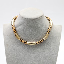 Leopard Necklace Factory - Unique Classic Style Colorful Leopard Print Jewelry Gold CCB Bamboo Bead