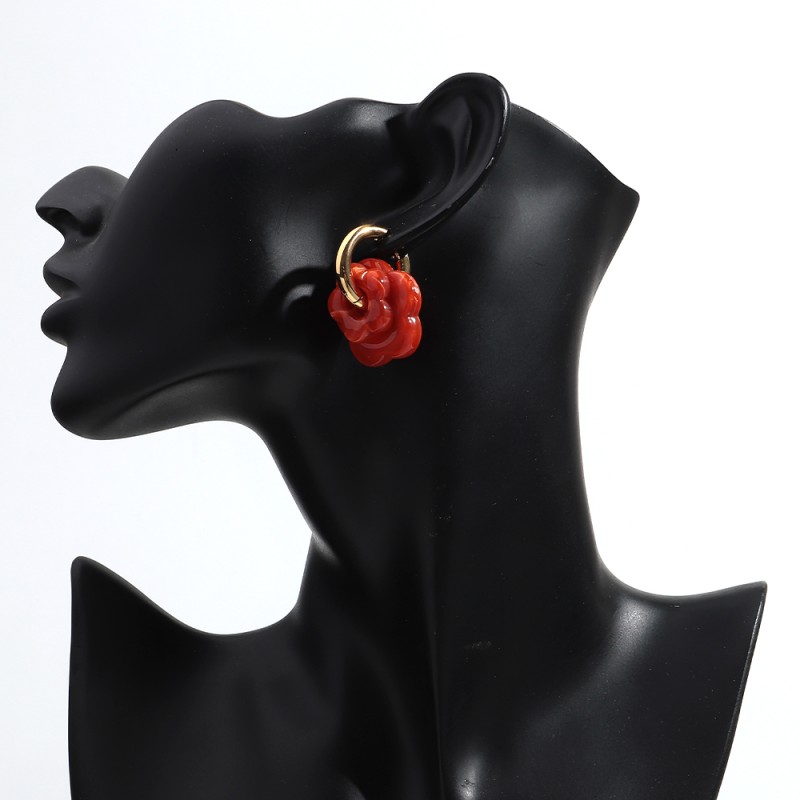 Marble Earrings Supplier - Bohemian Style Stainless Steel Jewelry Colorful Marble Flower Charms DIY Acrylic