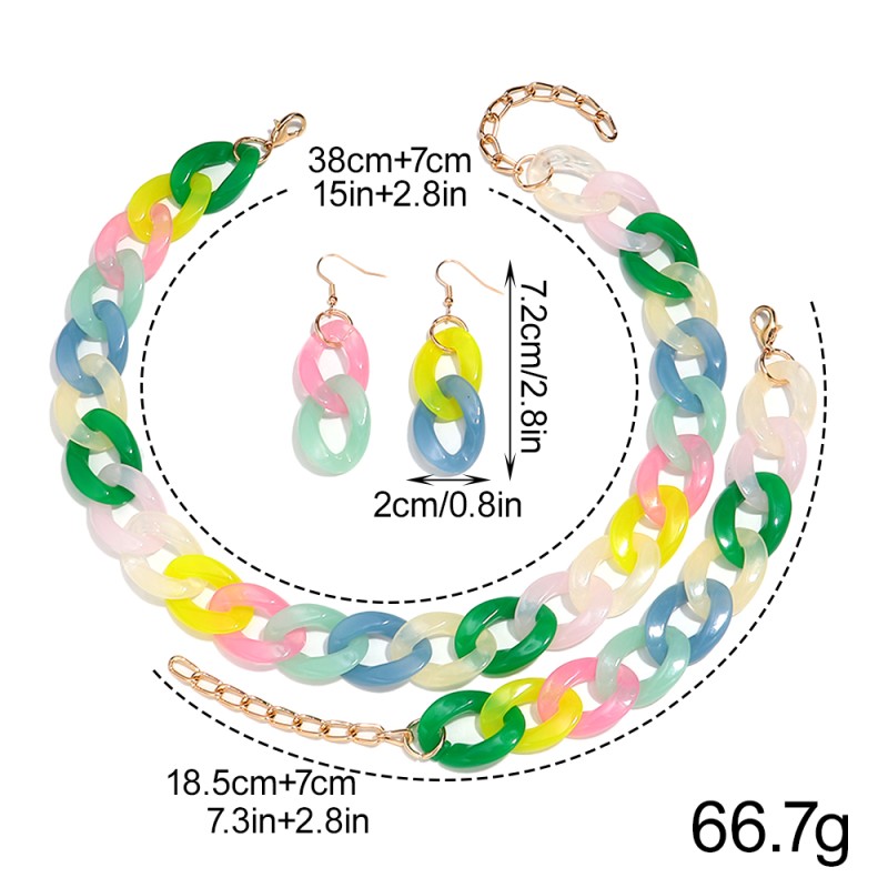 Jelly Color Set Factory - 2025 Yiwu New Jelly Color Chain Simple Cheap Jewelry Casual Acrylic Earrings Bracelet Necklace