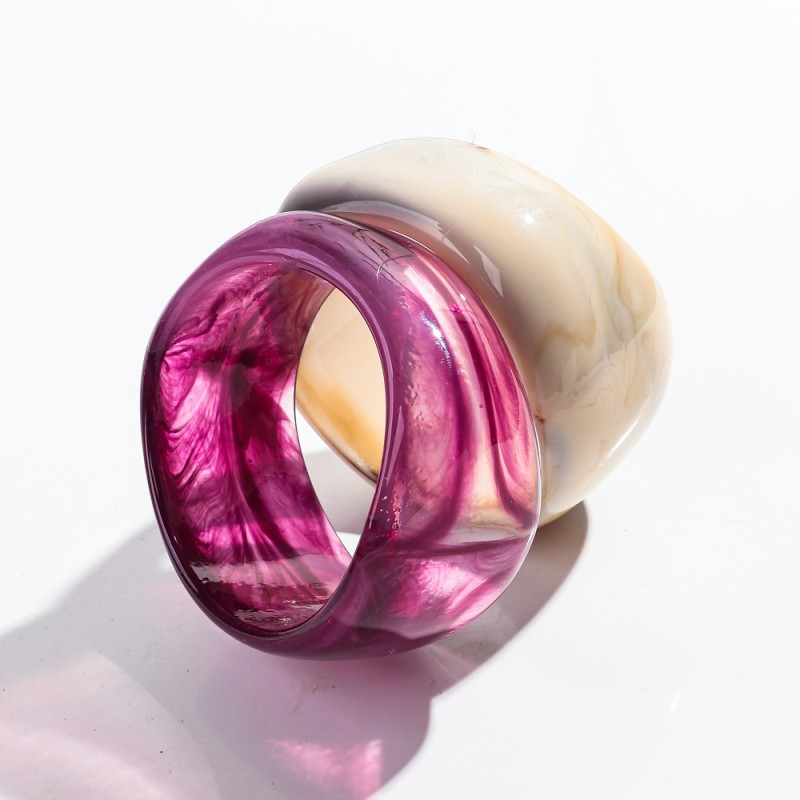 Bohemian Bracelet Factory - Casual Bohemian Wide Bracelet Irregular Geometric Shape Resin Chunky Acrylic