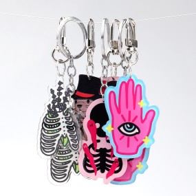 Punk Keyring Factory - Wholesale Popular Customized Pattern Decorated Fun Punk Style Keyring Acrylic Key Chain