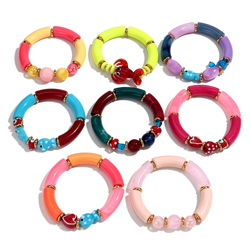 Children's Bracelet Supplier - Cute Children's Bracelet Jewelry Fun Cartoon Ocean Beads Fish Lobster Heart