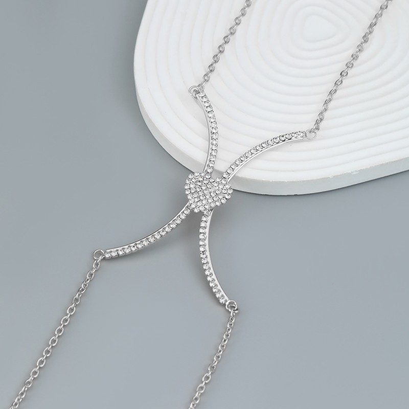 Heart Chain Manufacturer - Wholesale Exaggerated Alloy Heart-decorated Sexy Diamond-like Chest Chains Jewelry Body Chains