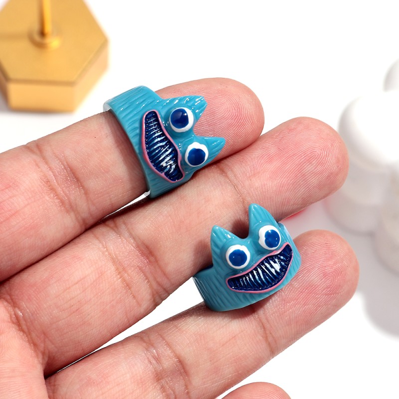 Demon Ring Manufacturer - Creative Cartoon Demon Smiling Face 3D Eyes Colorful Cute Little Monster Resin Ring