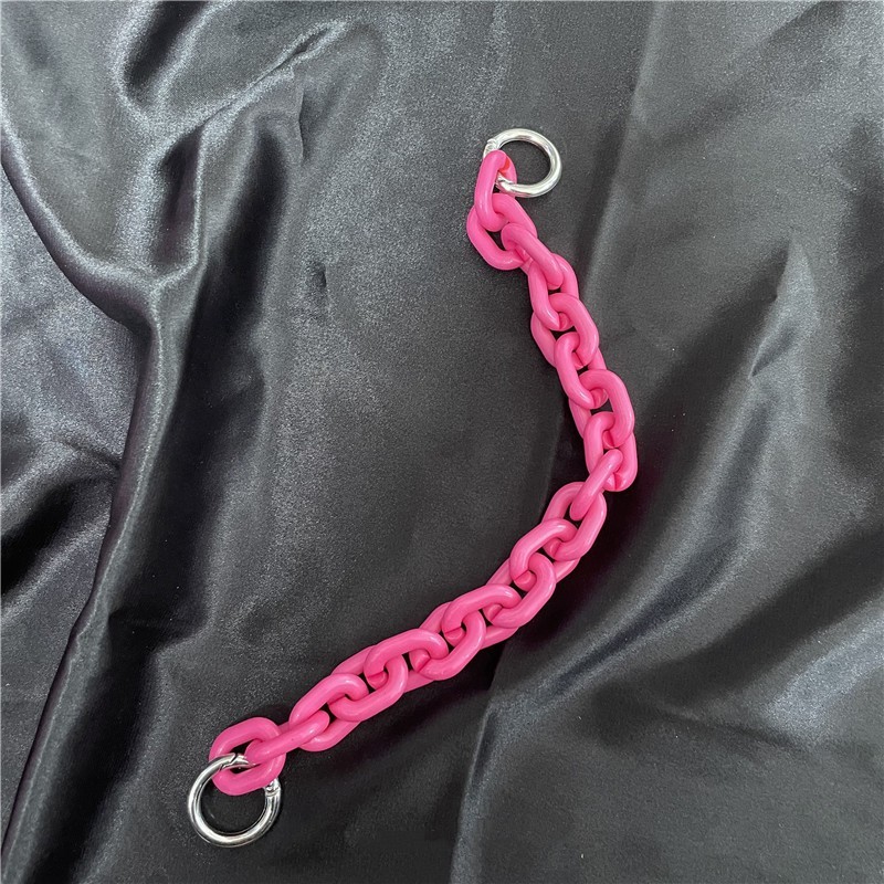 Color Chain Supplier - Cute Simple Color Solid Color Chain Plastic Chunky Link Handbag Underarm Bag 23cm