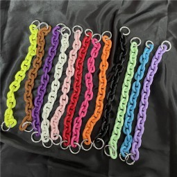 Color Chain Supplier - Cute Simple Color Solid Color Chain Plastic Chunky Link Handbag Underarm Bag 23cm