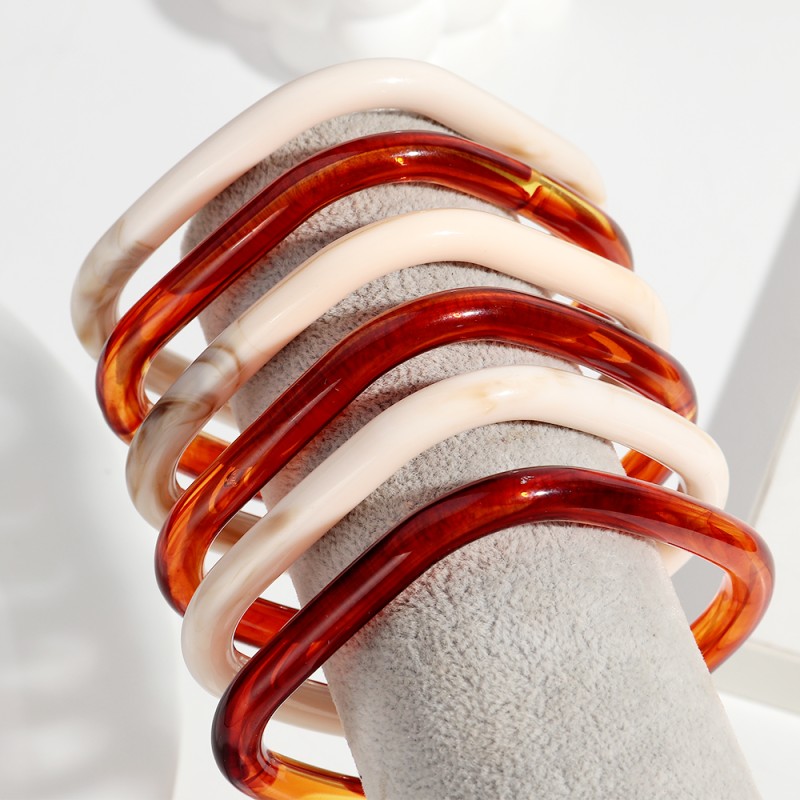 Fine Bangles Manufacturer - Wholesale Simple Geometric Fine Bangles Jewelry Autumn Winter Amber Beige Stackable