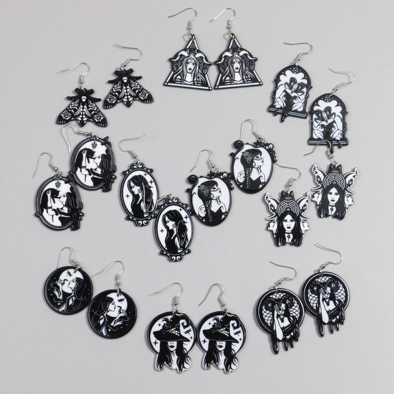 Gothic Earrings Manufacturer - Dark Jewelry Geometric Acrylic Drop Snake Halloween Witch Ghost Bride