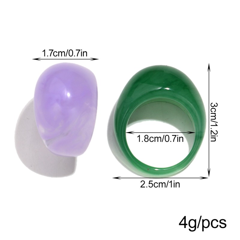 Geometric Ring Supplier - Casual New Geometric Shape Finger Ring Colorful Marble Color Resin Round Ring Gift