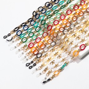 Bohemia Chain Supplier - 2025 Fashion Bohemia Glass Marble Long Glasses Chain Colorful Mask Casual Jade
