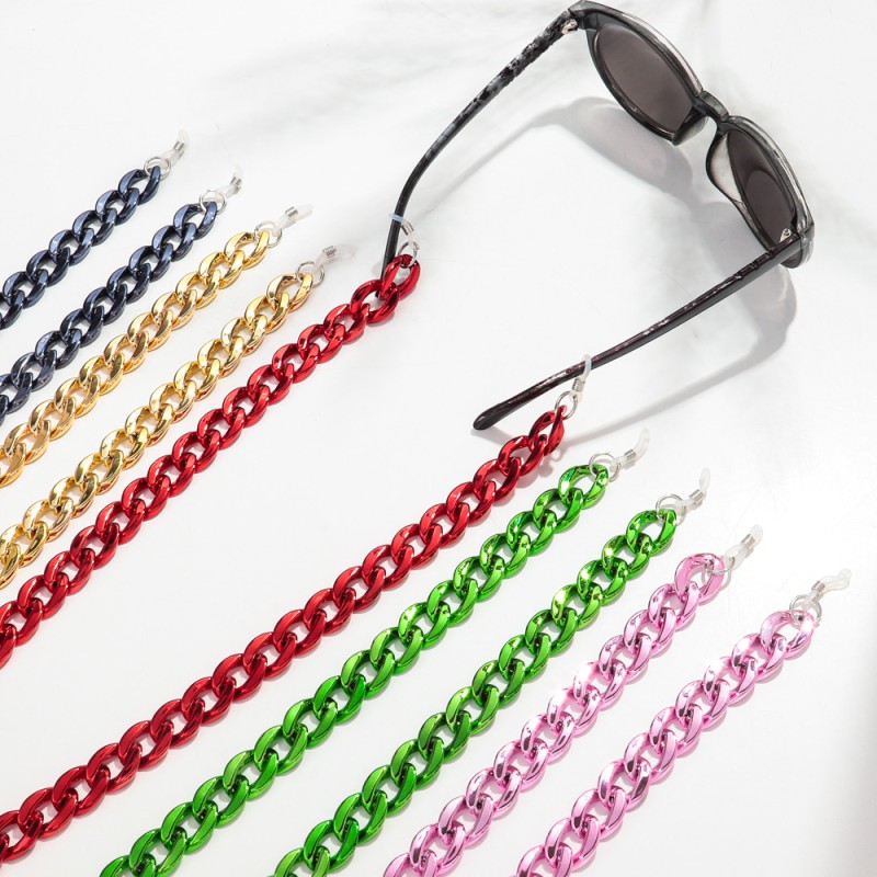 Hip Hop Chain Manufacturer - High Quality 2024 Shiny Hip Hop Metal Color Plated Chain 70cm Sunglasses Chain