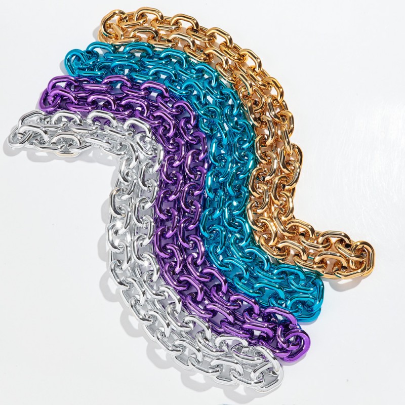 Team Necklace Factory - Wholesale Team Necklace UV Color Metallic Plated Chunky Link Hip Hop Plastic