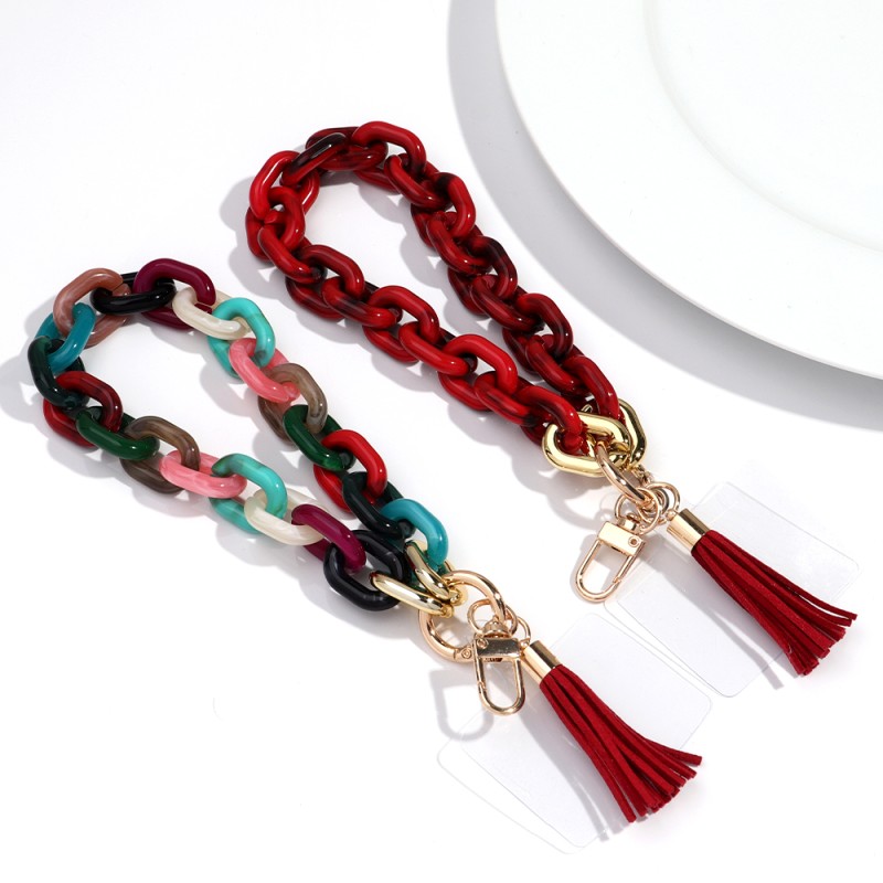 Phone Chain Supplier - New MultiColor Smartphone Fringe Acrylic Mobile Phone Chain Geometric Acrylic Lanyard