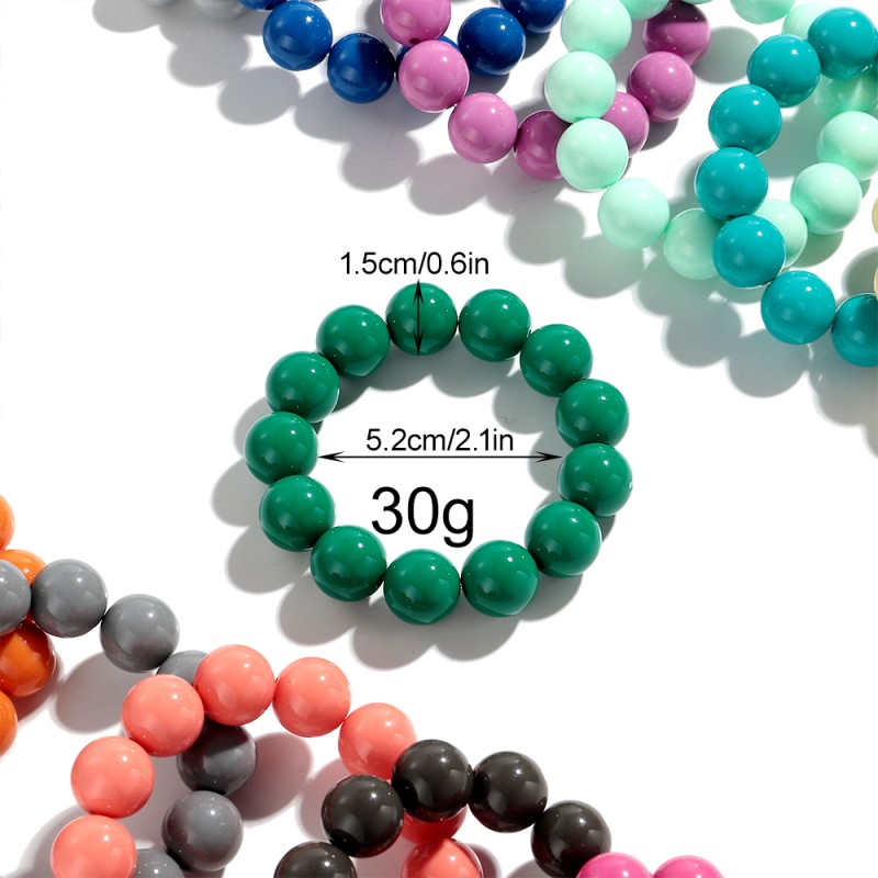 Plastic Bracelet Supplier - Boho Style Popular Holiday Jewelry 16mm Round Ball Beads Cheap Plastic Bracelet