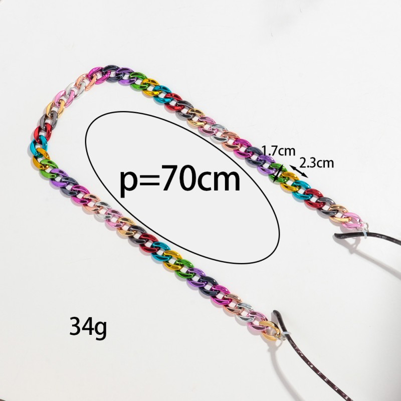 Hip Hop Chain Manufacturer - High Quality 2024 Shiny Hip Hop Metal Color Plated Chain 70cm Sunglasses Chain