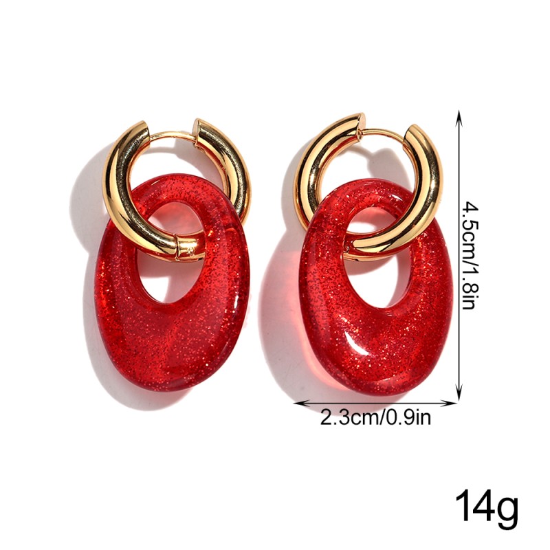 Gold Earrings Manufacturer - Bestselling Fashion Women's Jewelry Personalized Gold Resin Glitter Hoop