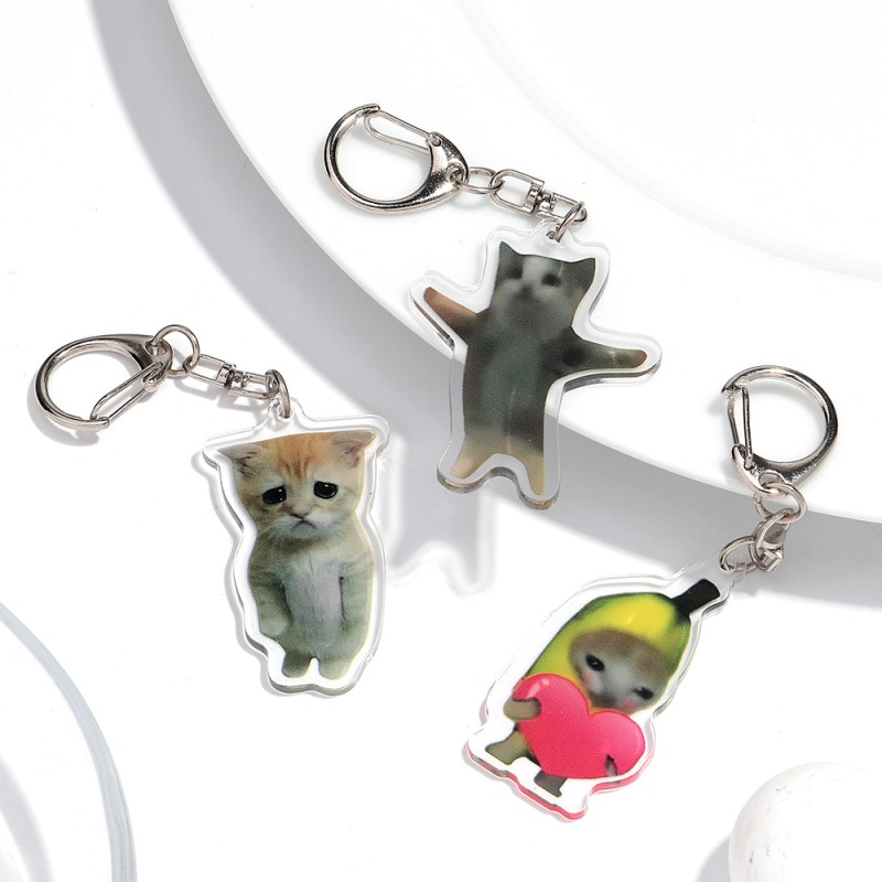 Cat Keychain Supplier - 2025 Funny Party Jewelry Bag Accessories Cartoon Cat Pendant Keyring Customized Emoticon