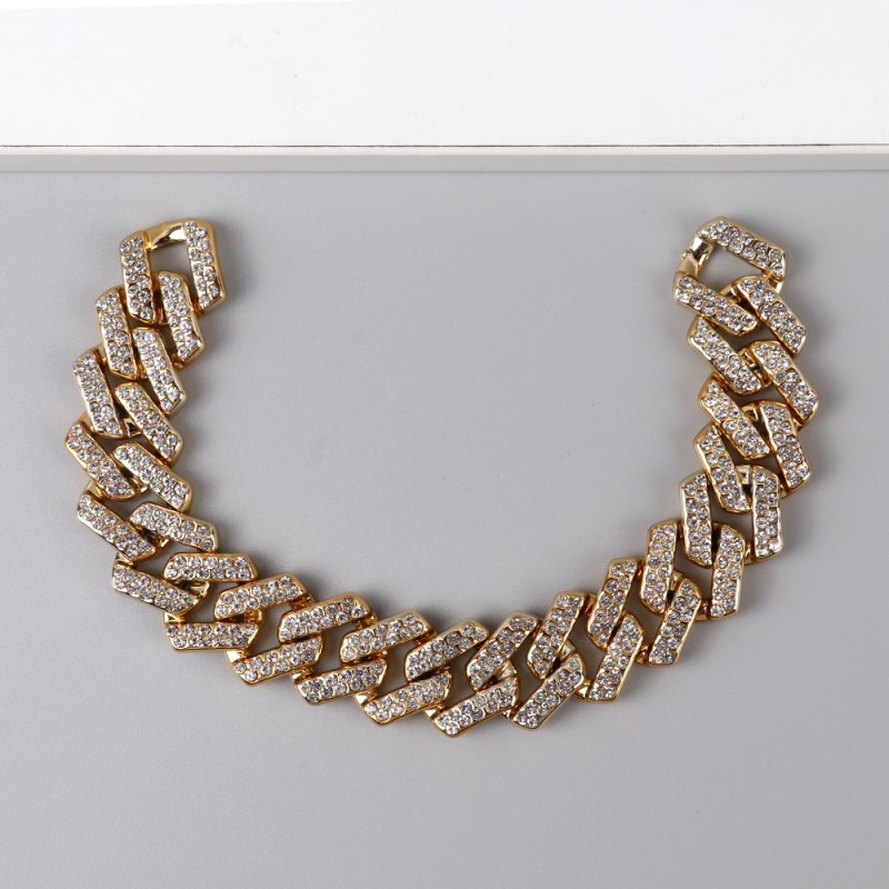 Cuban Necklace Manufacturer - Wholesale Custom Cuban Necklace Rhinestone CZ Jewelry Luxury Diamond Gold Silver Chain