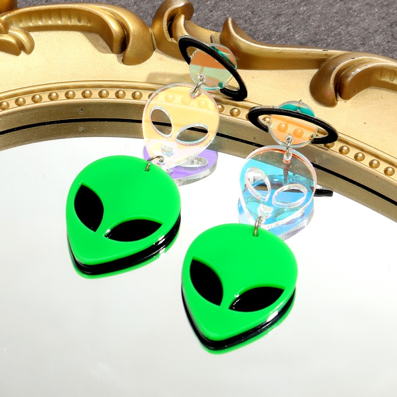 Halloween Earrings Manufacturer - New Arrival 2025 Halloween Jewelry Party Earrings Funny Laser UFO Alien