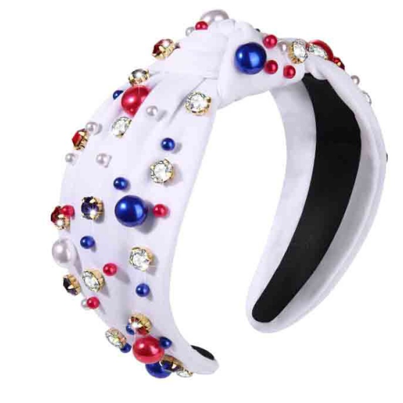 Headbands Factory - Wholesale Trend Inlay Pearl Rhinestone Headbands Personality Coloured Wide Headbands for Women