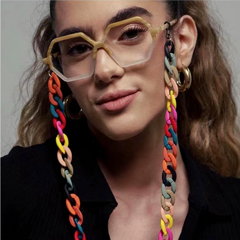 Plastic Chain Manufacturer - Fashion Plastic Link Chain Strap Holder Lanyard Eyeglass Cord Matte Acrylic