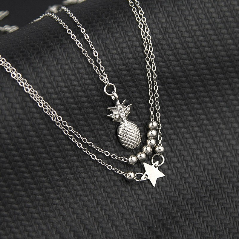 Summer Anklet Supplier - Wholesale 2023 Summer Beach Hawaiian Ankle Chain Pineapple Pendant Anklet Alloy Star Beaded