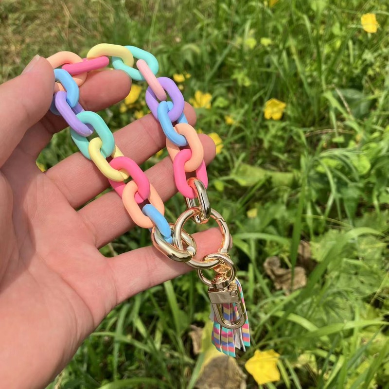 Rainbow Link Manufacturer - Sweet Rainbow Link Bag Accessories Matte Spray Paint Effect Customized Length Acrylic