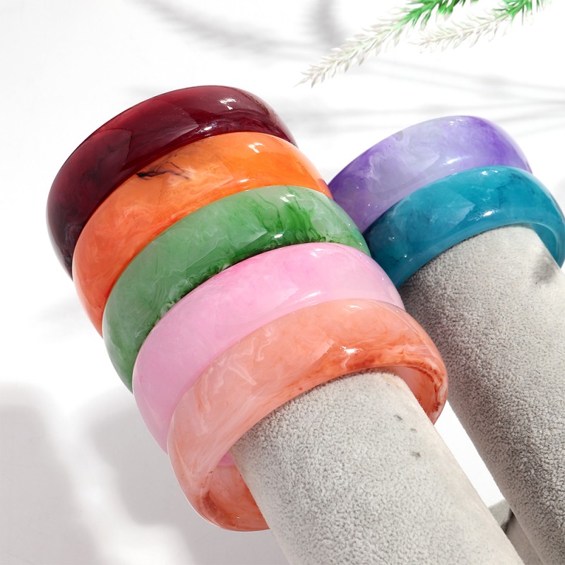 Large Bracelet Manufacturer - Trend New Large Diameter Bracelet Jewelry Geometric Acrylic Dreamy Marble Colorful