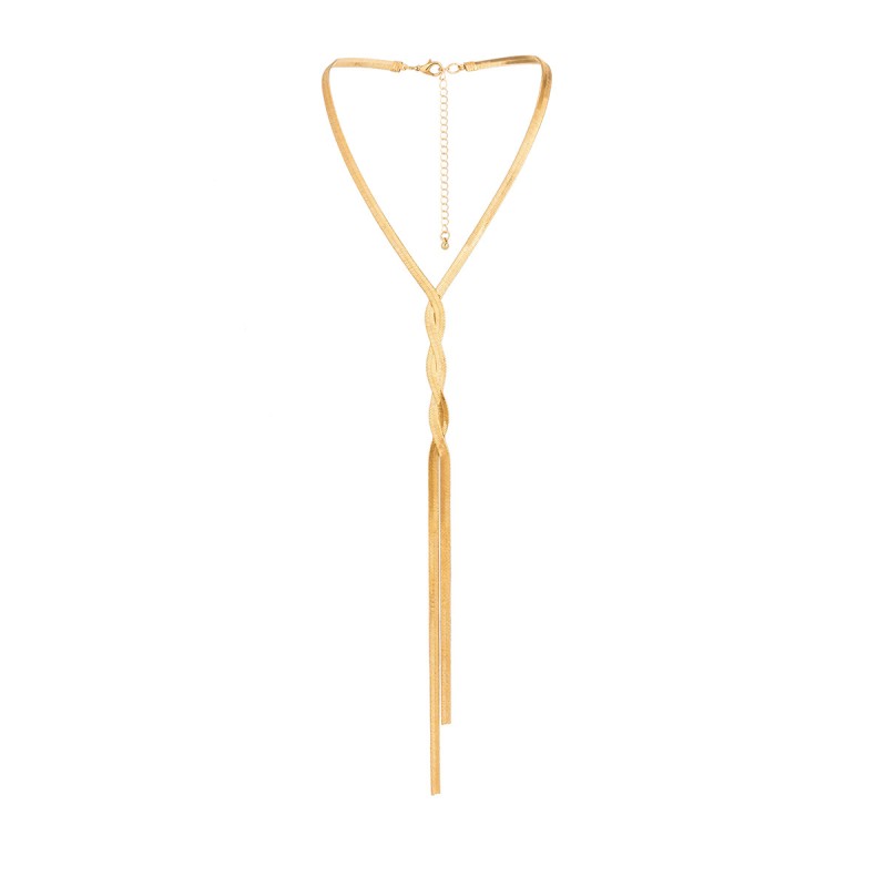 Knotted Set Manufacturer - Fashion Personalized Long Knotted Tassel Necklace&Earrings Snake Bone Chain Fashion Choker