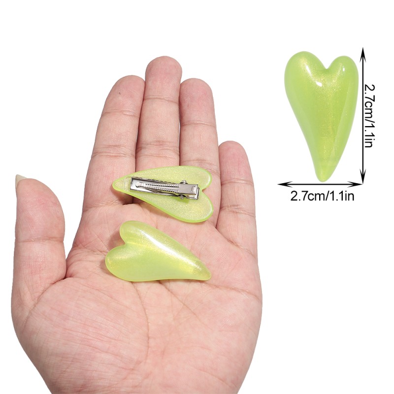 Duckbill Clips Supplier - Korean Girl Hair Accessories Cute Duckbill Clips Jelly Glitter Sweet Heart-shaped Hair Slide