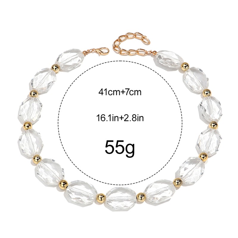 Crystal Necklace Manufacturer - New Fashionable Crystal Jewelry Gold CCB Beads Irregular Transparent Beaded