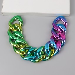 Link Chain Supplier - Wholesale Popular Jewelry Accessories Large Gradient Metallic Color Ccb Link Chain Custom