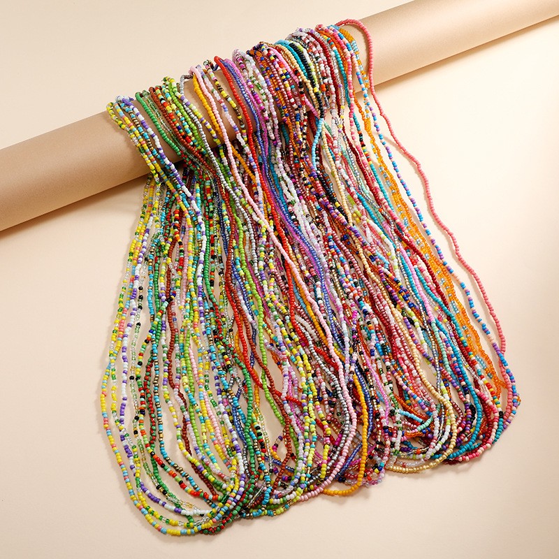 Bohemian Chain Supplier - Factory Wholesale Bohemian Style Waist Chain Multi-Color Rice Bead Body Jewelry Sexy Belly Chains