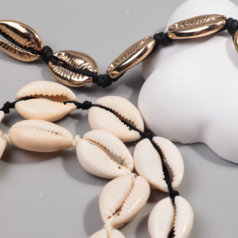 Adjustable Set Factory - Adjustable Boho Style Natural Shell Bracelet and Anklet New Hawaiian Beach Sexy Sweet Girl Gift