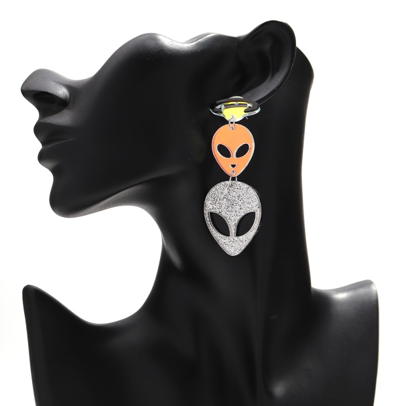 Halloween Earrings Manufacturer - New Arrival 2025 Halloween Jewelry Party Earrings Funny Laser UFO Alien