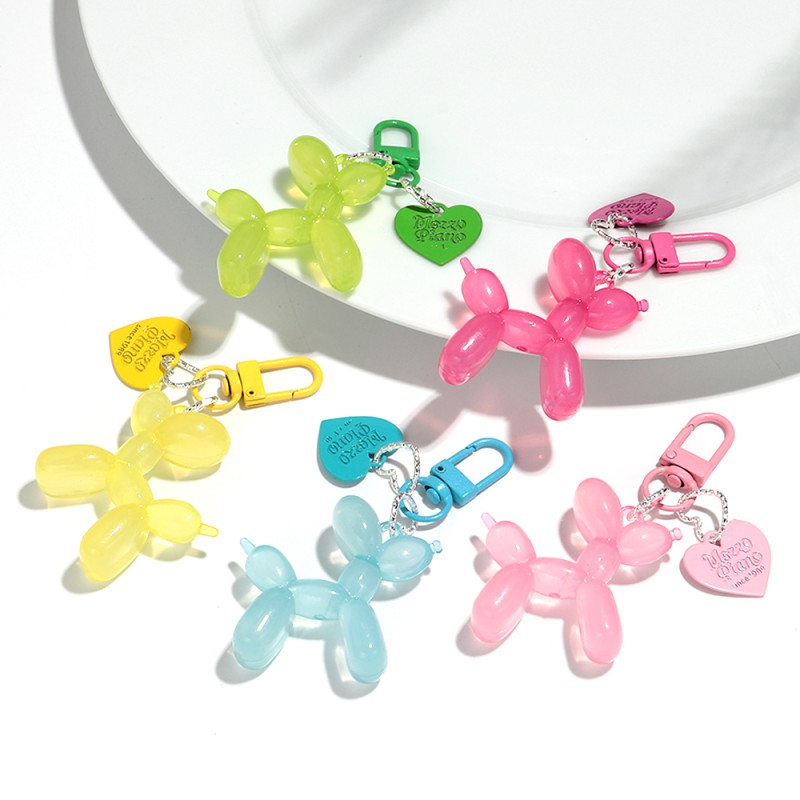 Heart Keychain Factory - Cute Korean Jewelry Bag Pendant Heart Charms Cartoon 3D Colorful Jelly Balloon Dog