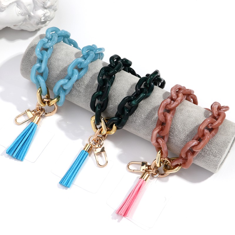 Phone Chain Supplier - New MultiColor Smartphone Fringe Acrylic Mobile Phone Chain Geometric Acrylic Lanyard