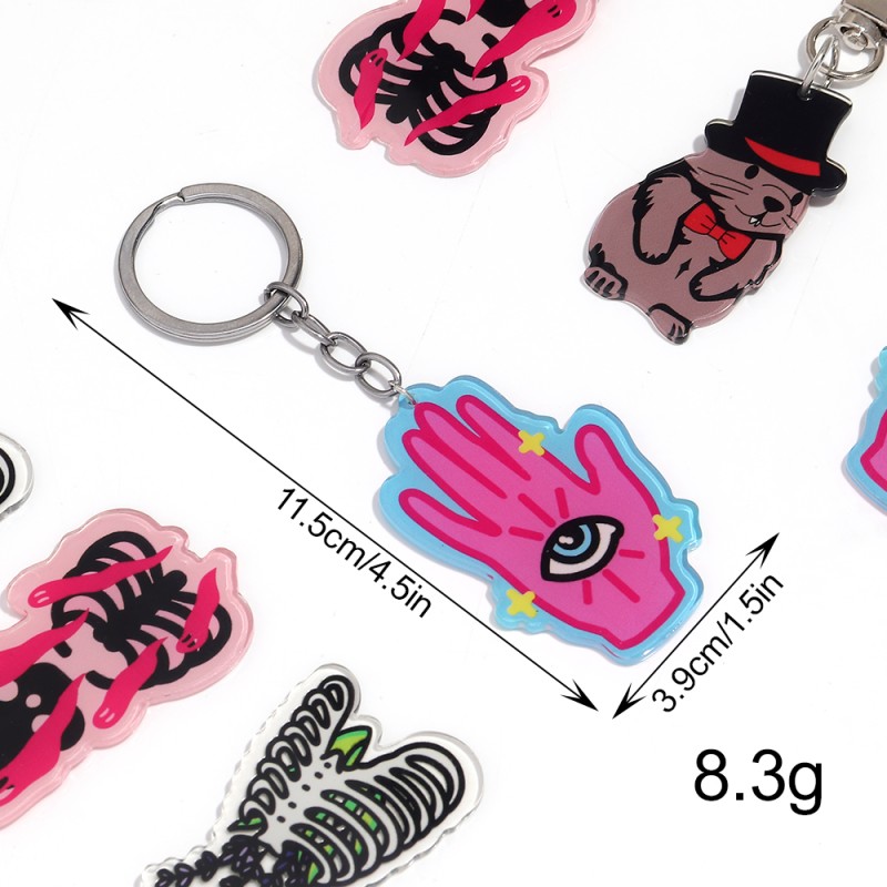 Punk Keyring Factory - Wholesale Popular Customized Pattern Decorated Fun Punk Style Keyring Acrylic Key Chain
